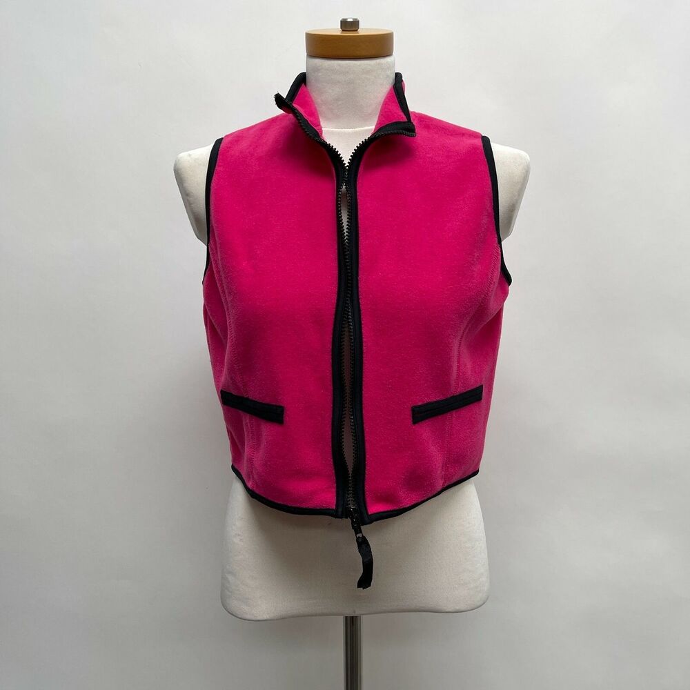 Cheetah Girl's Vest Large 14 Pink Black Sleeveless Fleece Full‎ Zip NWT